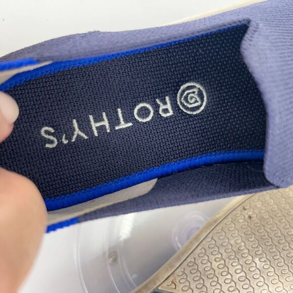 Rothy's Women's The Original Slip On Sneaker Size 6 Blue White Knit Shoe - Picture 8 of 14